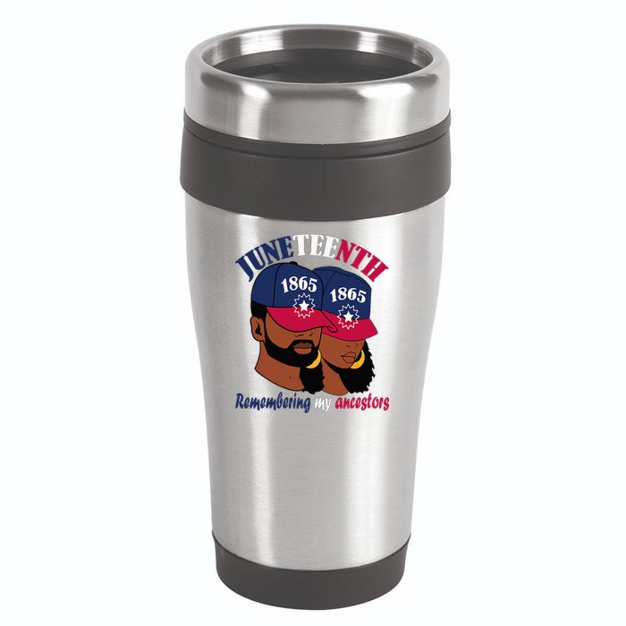 Remembering My Ancestors Juneteenth flag blue red white 16oz Travel Tumbler