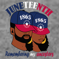 Remembering My Ancestors Juneteenth flag blue red white Sustainable Beanie