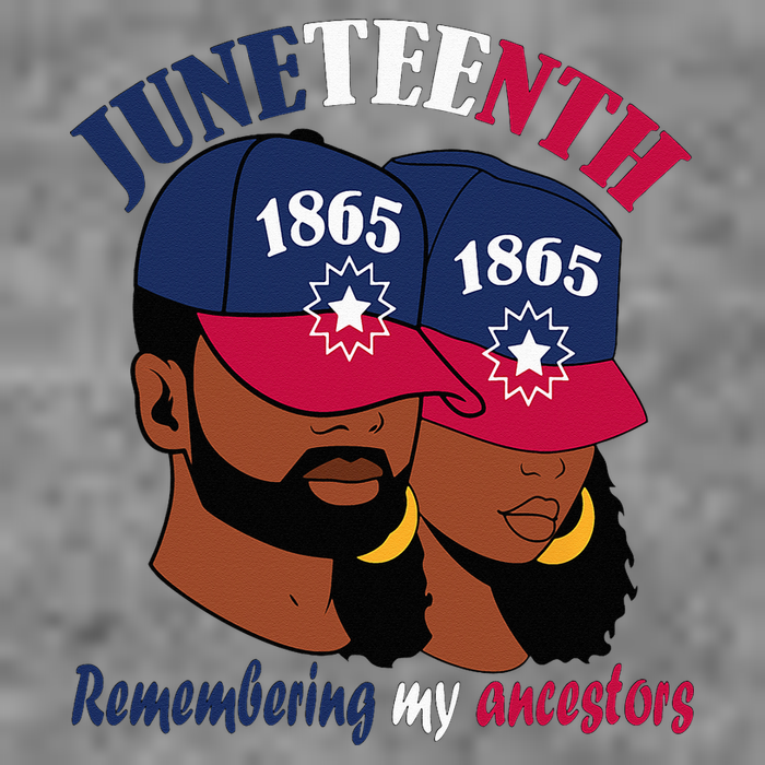 Remembering My Ancestors Juneteenth flag blue red white Sustainable Beanie