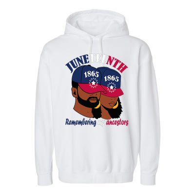 Remembering My Ancestors Juneteenth flag blue red white Garment-Dyed Fleece Hoodie