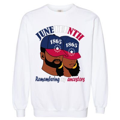 Remembering My Ancestors Juneteenth flag blue red white Garment-Dyed Sweatshirt