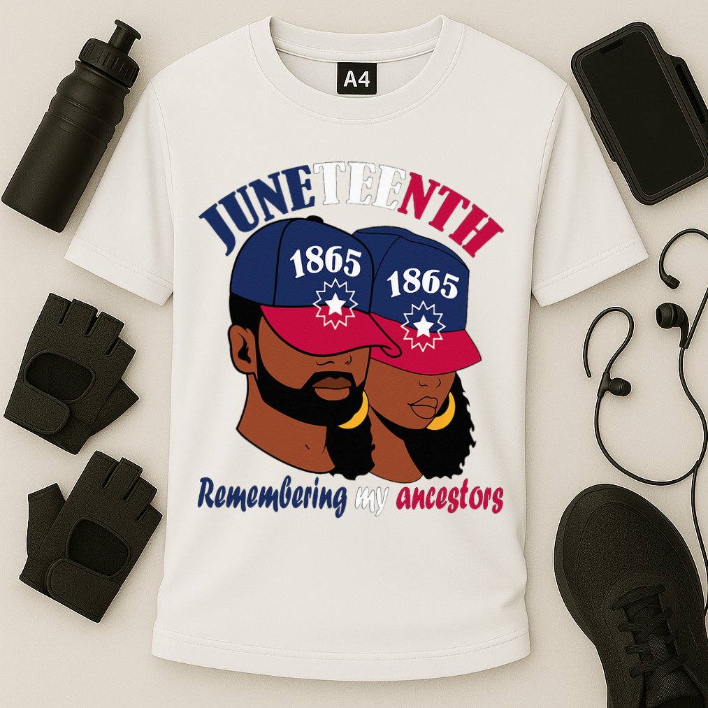 Remembering My Ancestors Juneteenth flag blue red white Performance Shirt