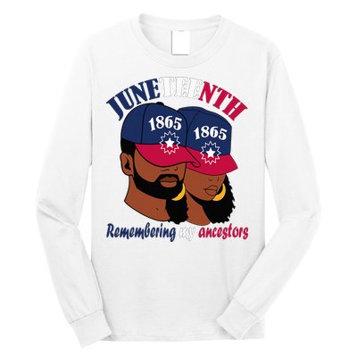 Remembering My Ancestors Juneteenth flag blue red white Long Sleeve Shirt