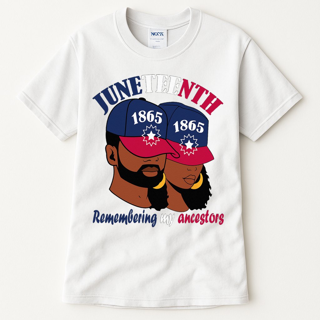 Remembering My Ancestors Juneteenth flag blue red white Tall T-Shirt