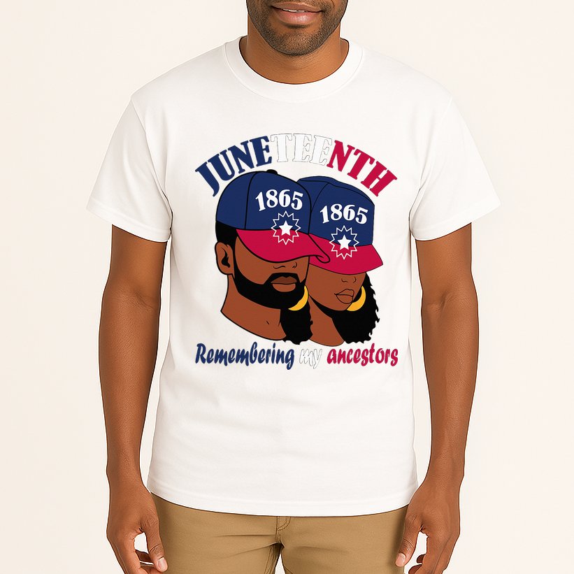 Remembering My Ancestors Juneteenth flag blue red white Tall T-Shirt
