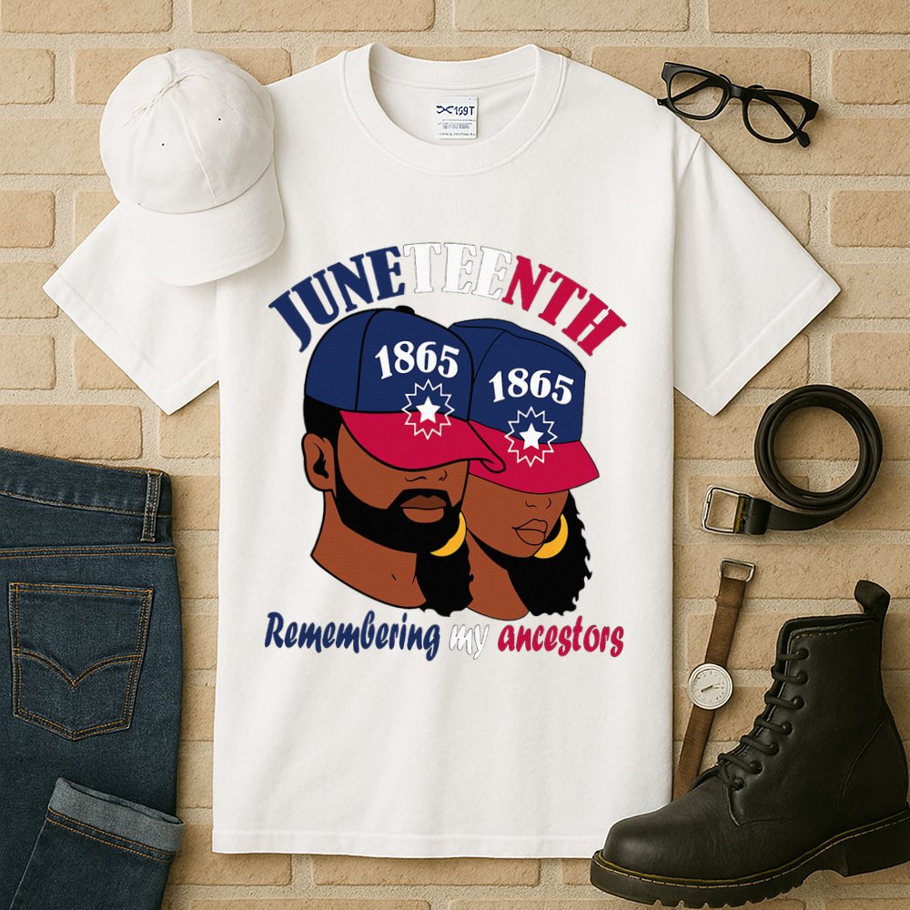 Remembering My Ancestors Juneteenth flag blue red white Tall T-Shirt