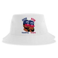 Remembering My Ancestors Juneteenth flag blue red white Sustainable Bucket Hat