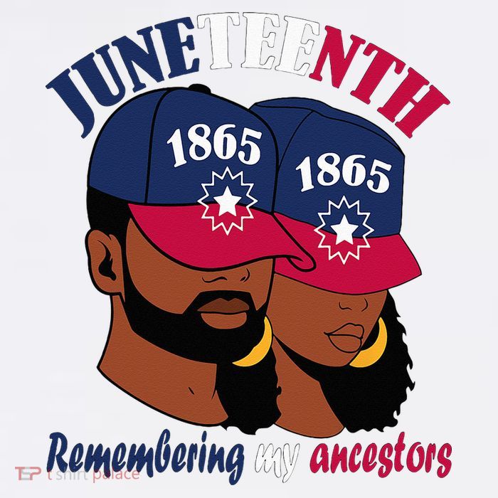 Remembering My Ancestors Juneteenth flag blue red white Button