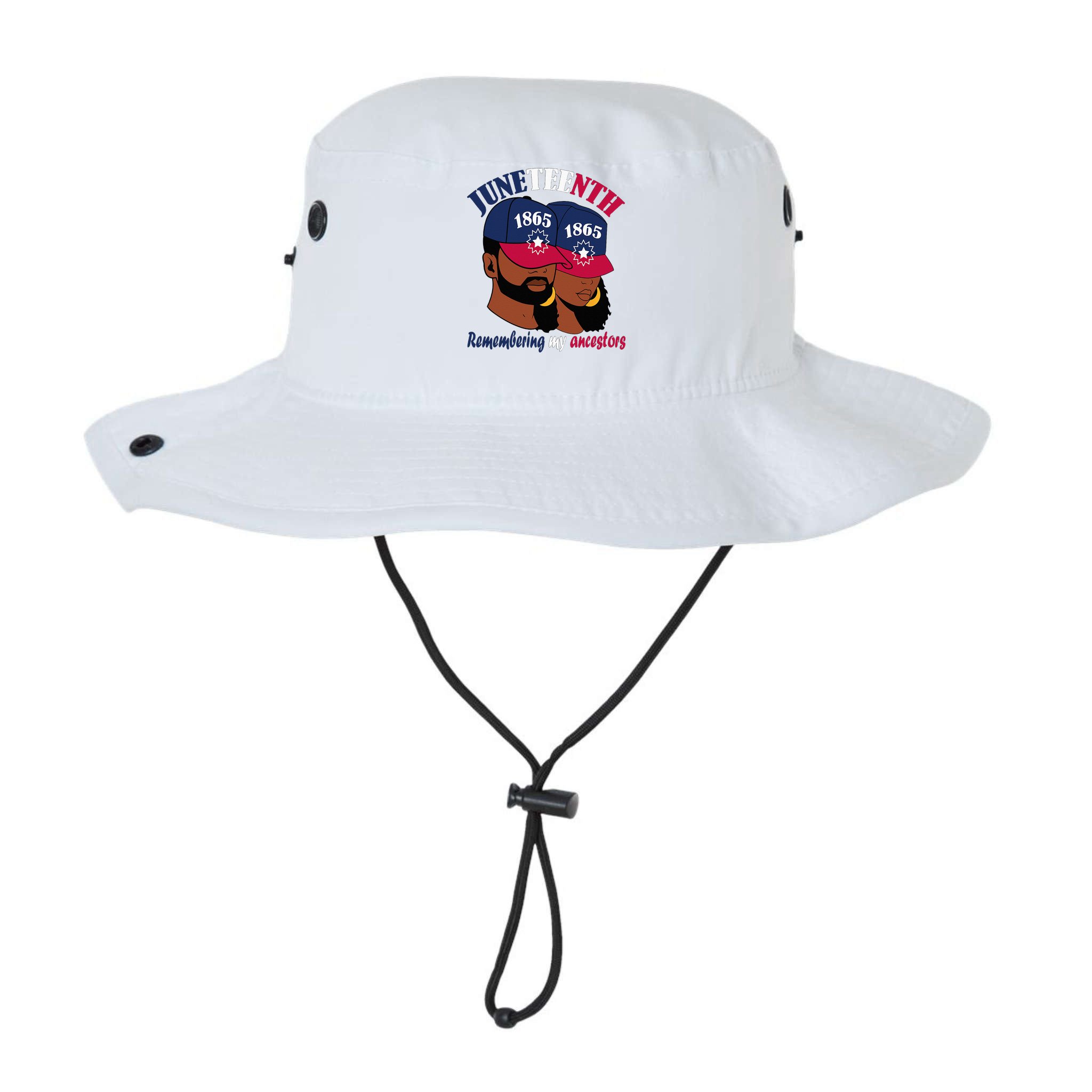 Remembering My Ancestors Juneteenth flag blue red white Bucket Hat