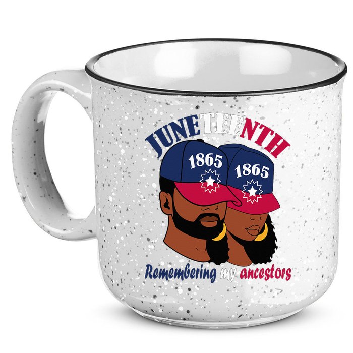 Remembering My Ancestors Juneteenth flag blue red white 15oz Campfire Ceramic Mug