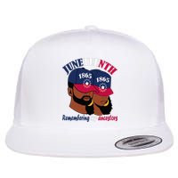 Remembering My Ancestors Juneteenth flag blue red white Flat Bill Trucker Hat