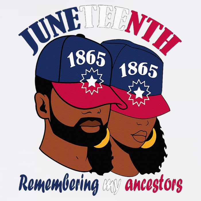 Remembering My Ancestors Juneteenth flag blue red white Flat Bill Trucker Hat