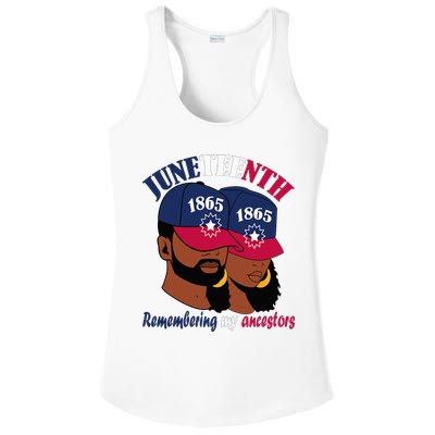 Remembering My Ancestors Juneteenth flag blue red white Ladies PosiCharge Competitor Racerback Tank