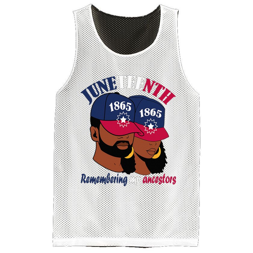 Remembering My Ancestors Juneteenth flag blue red white Mesh Reversible Basketball Jersey Tank