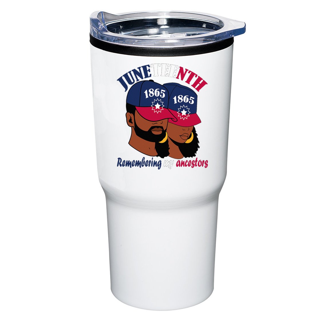 Remembering My Ancestors Juneteenth flag blue red white Tumbler