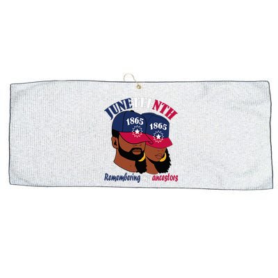 Remembering My Ancestors Juneteenth flag blue red white Large Microfiber Waffle Golf Towel