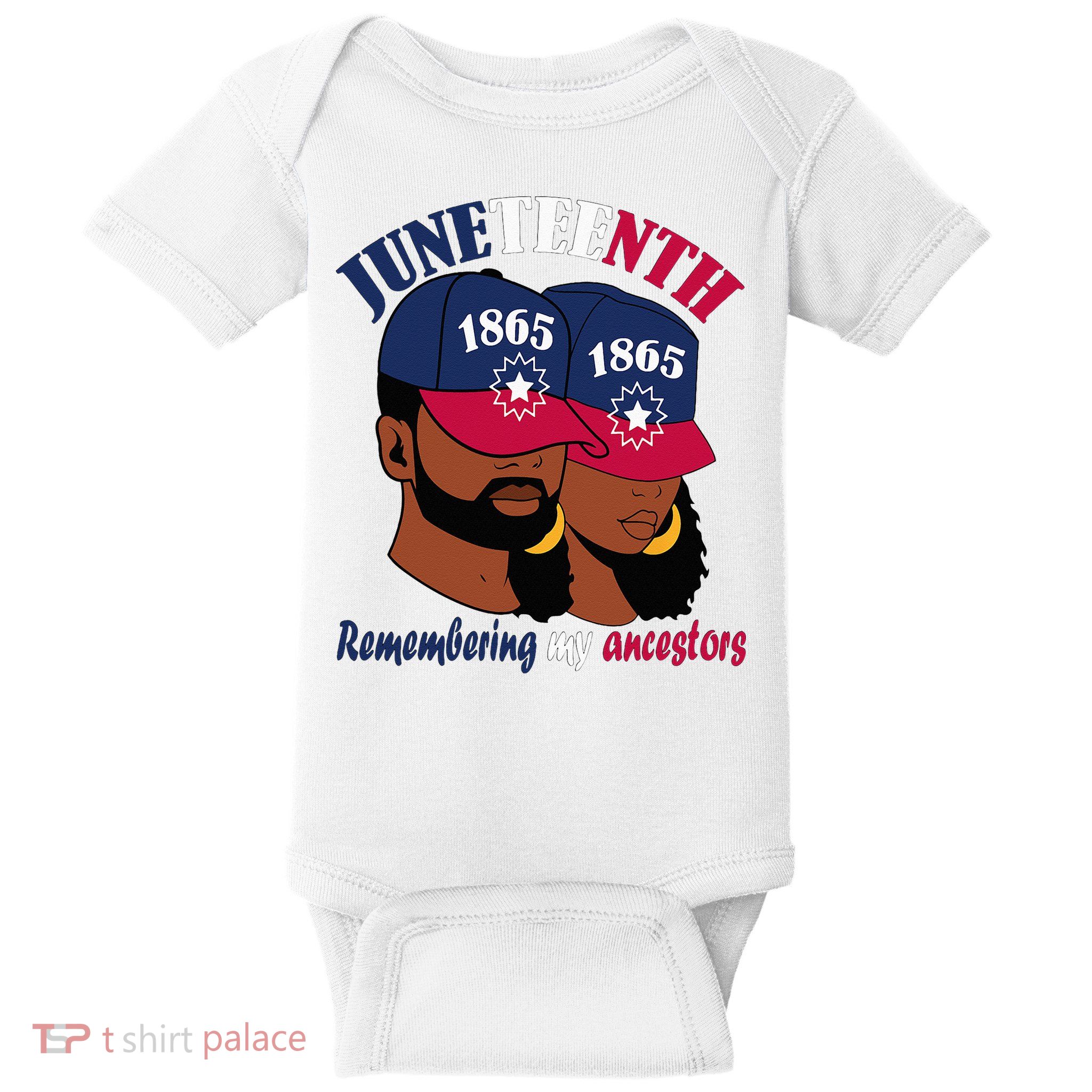 Remembering My Ancestors Juneteenth flag blue red white Baby Bodysuit
