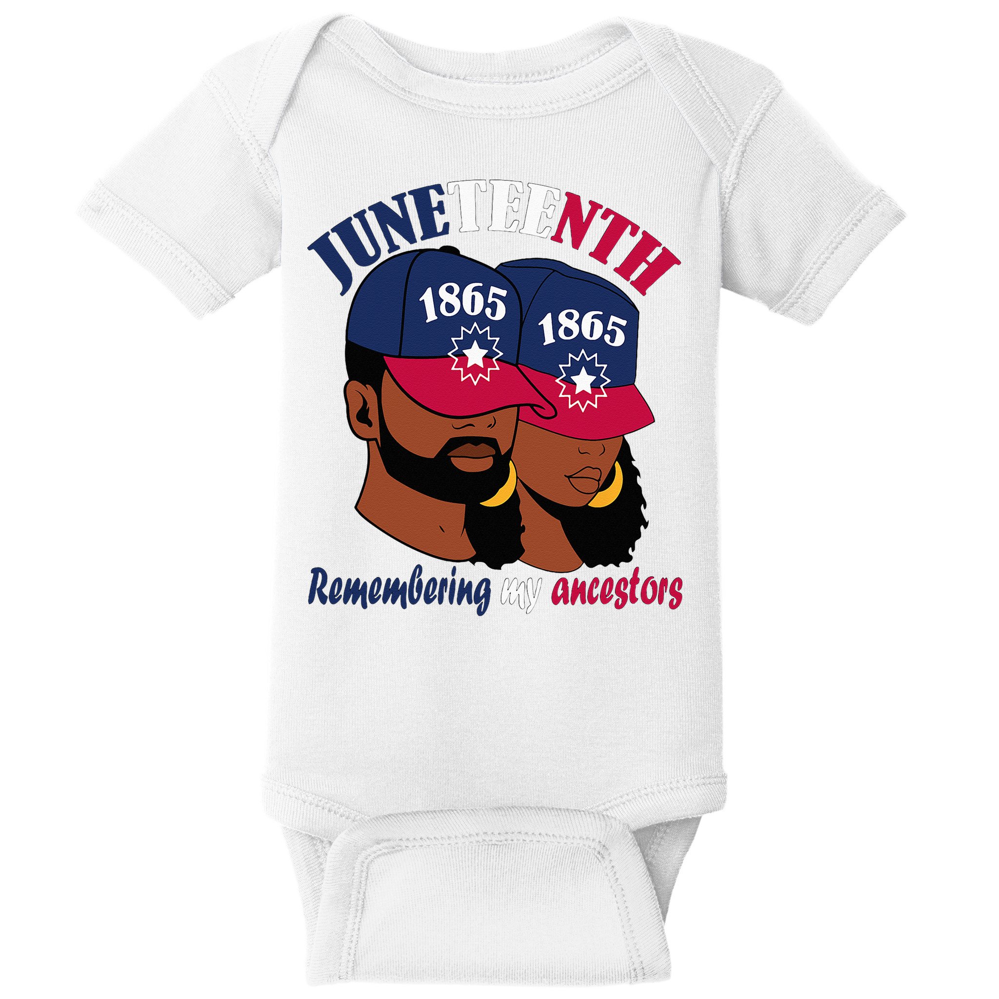 Remembering My Ancestors Juneteenth flag blue red white Baby Bodysuit