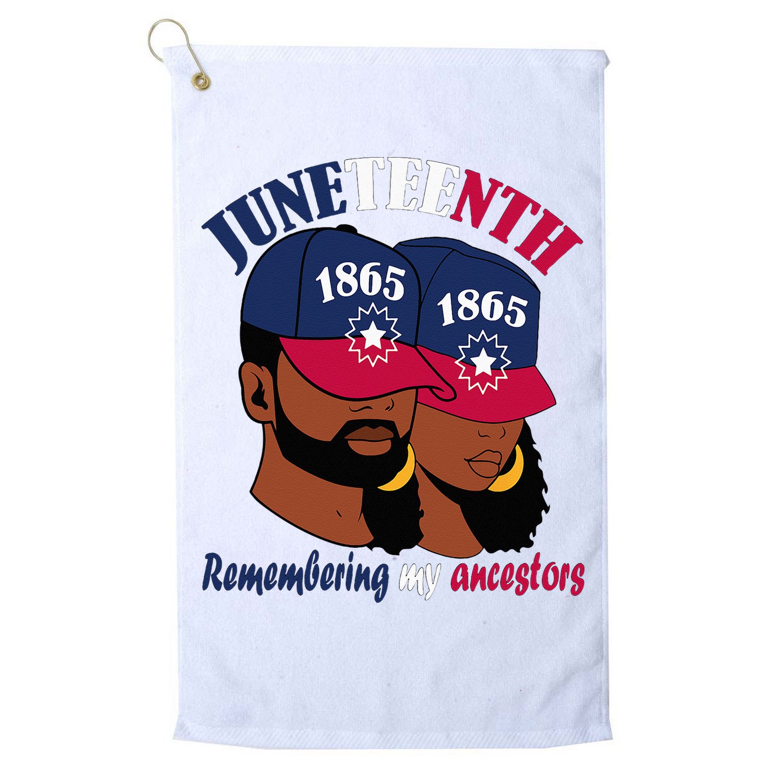 Remembering My Ancestors Juneteenth flag blue red white Golf Towel