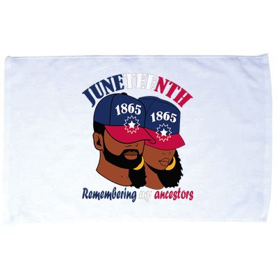 Remembering My Ancestors Juneteenth flag blue red white Microfiber Hand Towel