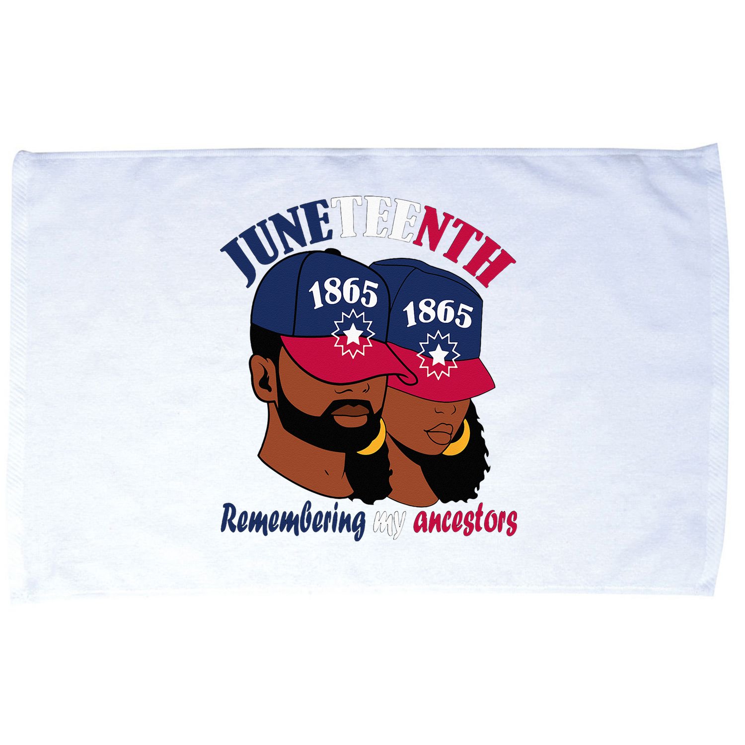 Remembering My Ancestors Juneteenth flag blue red white Microfiber Hand Towel