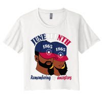 Remembering My Ancestors Juneteenth flag blue red white Women's Crop Top Tee