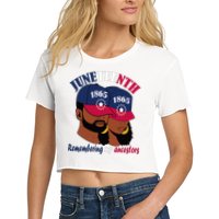 Remembering My Ancestors Juneteenth flag blue red white Women's Crop Top Tee