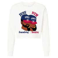 Remembering My Ancestors Juneteenth flag blue red white Cropped Pullover Crew