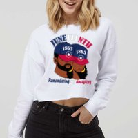 Remembering My Ancestors Juneteenth flag blue red white Cropped Pullover Crew