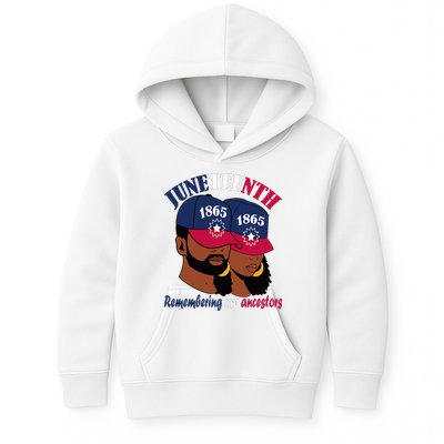 Remembering My Ancestors Juneteenth flag blue red white Kids Hoodie