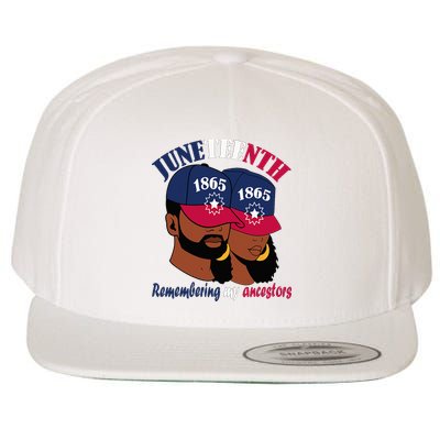 Remembering My Ancestors Juneteenth flag blue red white Wool Snapback Cap