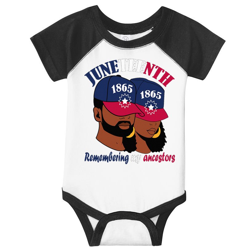 Remembering My Ancestors Juneteenth flag blue red white Infant Baby Jersey Bodysuit