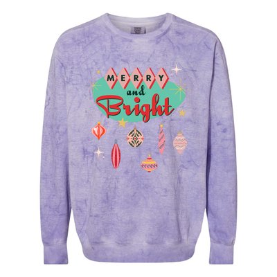 Retro Merry and Bright Mid-Century Modern Christmas Ornament Colorblast Crewneck Sweatshirt