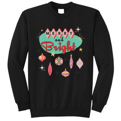 Retro Merry and Bright Mid-Century Modern Christmas Ornament Sweatshirt