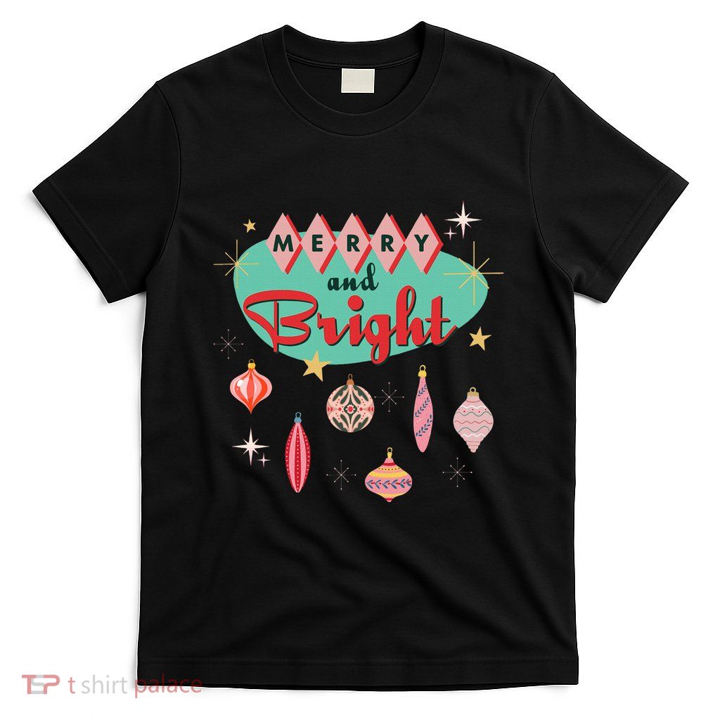 Retro Merry and Bright Mid-Century Modern Christmas Ornament T-Shirt