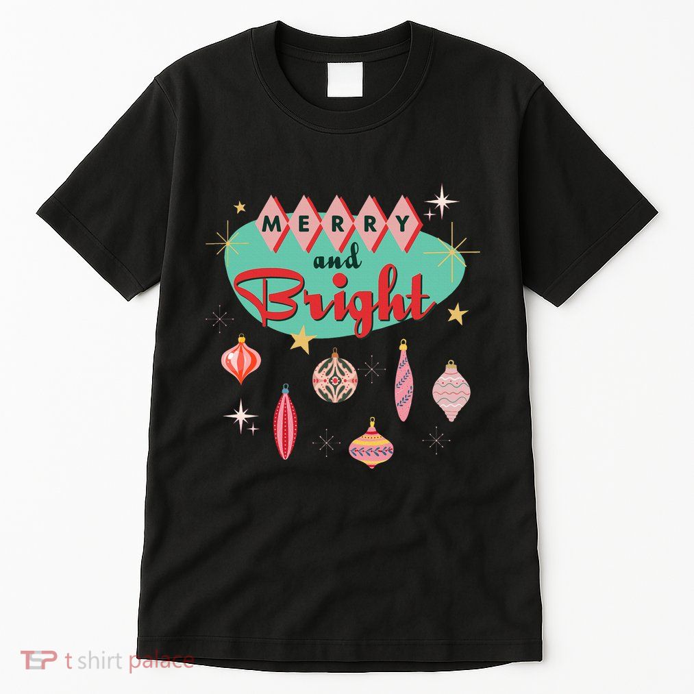 Retro Merry and Bright Mid-Century Modern Christmas Ornament Tall T-Shirt