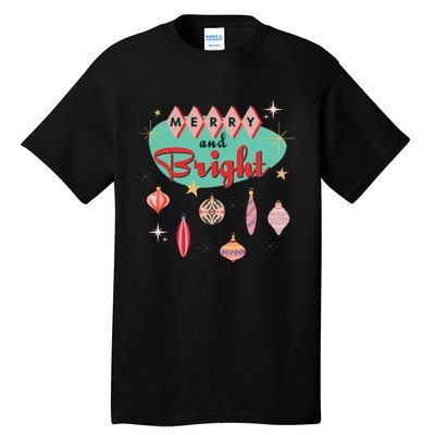 Retro Merry and Bright Mid-Century Modern Christmas Ornament Tall T-Shirt