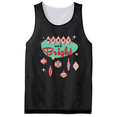 Retro Merry and Bright Mid-Century Modern Christmas Ornament Mesh Reversible Basketball Jersey Tank