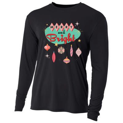 Retro Merry and Bright Mid-Century Modern Christmas Ornament Cooling Performance Long Sleeve Crew