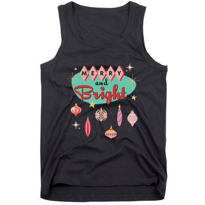 Retro Merry and Bright Mid-Century Modern Christmas Ornament Tank Top