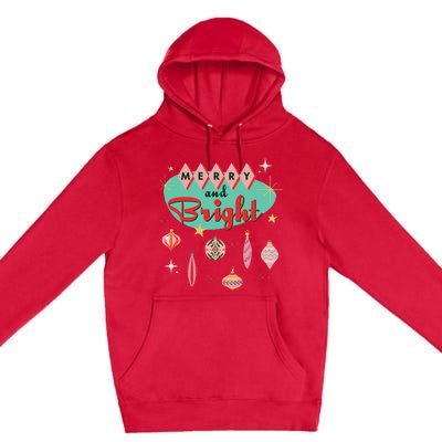 Retro Merry and Bright Mid-Century Modern Christmas Ornament Premium Pullover Hoodie