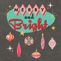 Retro Merry and Bright Mid-Century Modern Christmas Ornament Cotton Canvas Backpack