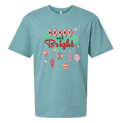 Retro Merry and Bright Mid-Century Modern Christmas Ornament Sueded Cloud Jersey T-Shirt