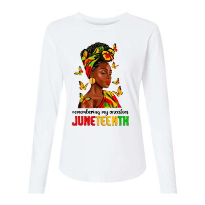 Remembering My Ancestors Juneteenth Celebrate Black Women Womens Cotton Relaxed Long Sleeve T-Shirt