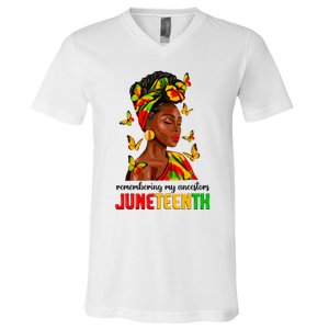 Remembering My Ancestors Juneteenth Celebrate Black Women V-Neck T-Shirt