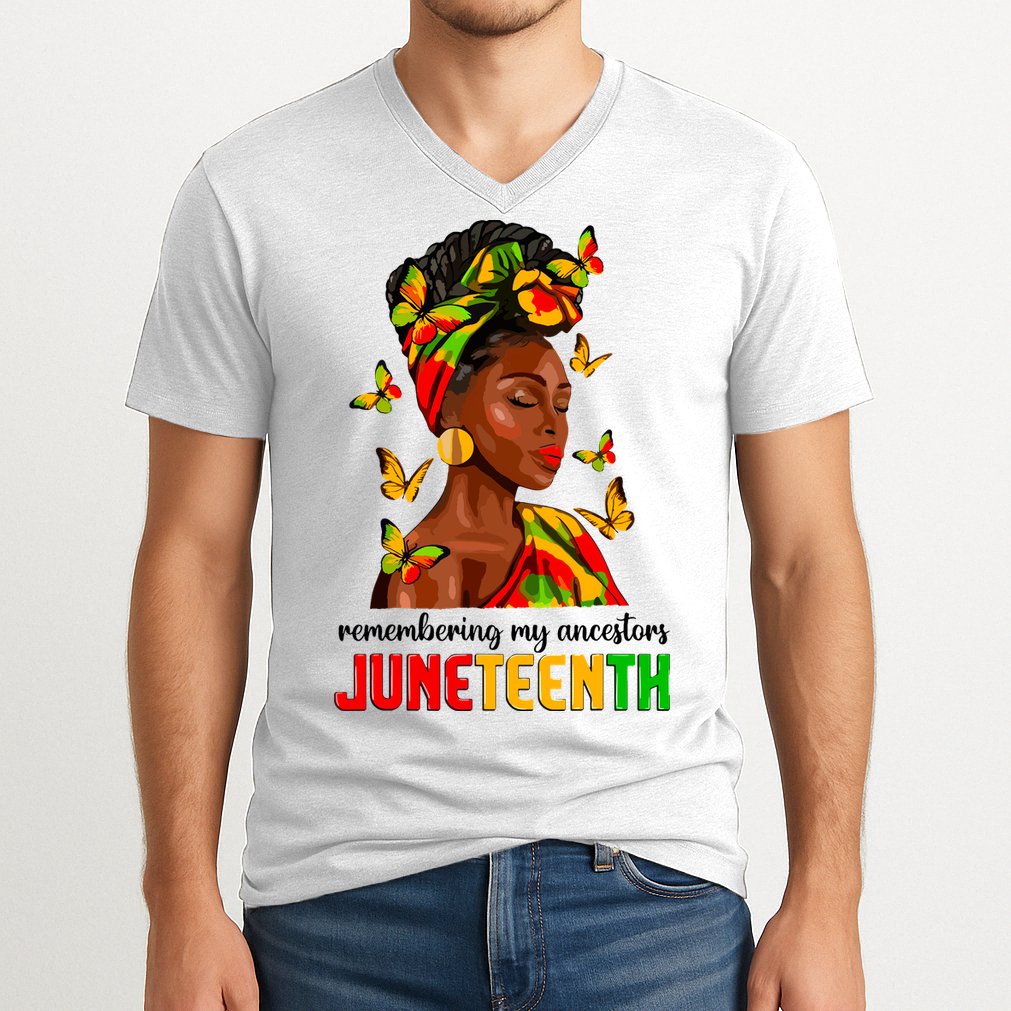 Remembering My Ancestors Juneteenth Celebrate Black Women V-Neck T-Shirt