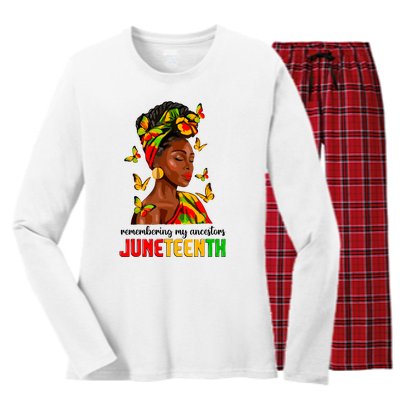 Remembering My Ancestors Juneteenth Celebrate Black Women Women's Long Sleeve Flannel Pajama Set 