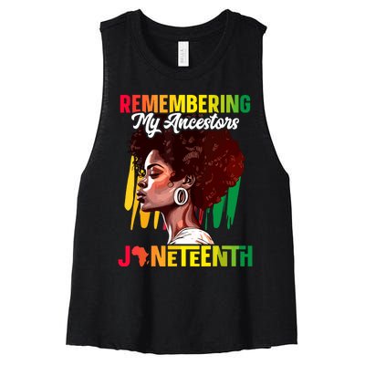 Remembering My Ancestors Black History Juneteenth Women's Racerback Cropped Tank