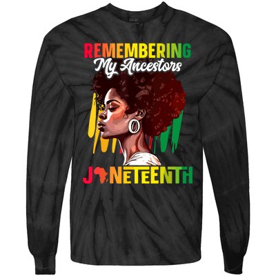 Remembering My Ancestors Black History Juneteenth Tie-Dye Long Sleeve Shirt