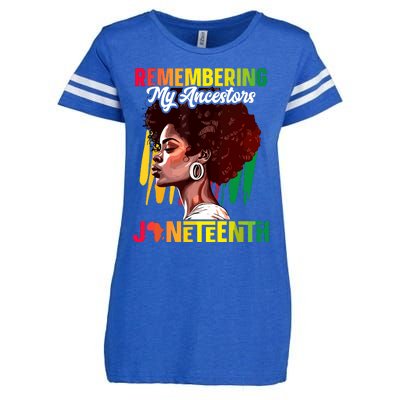 Remembering My Ancestors Black History Juneteenth Enza Ladies Jersey Football T-Shirt